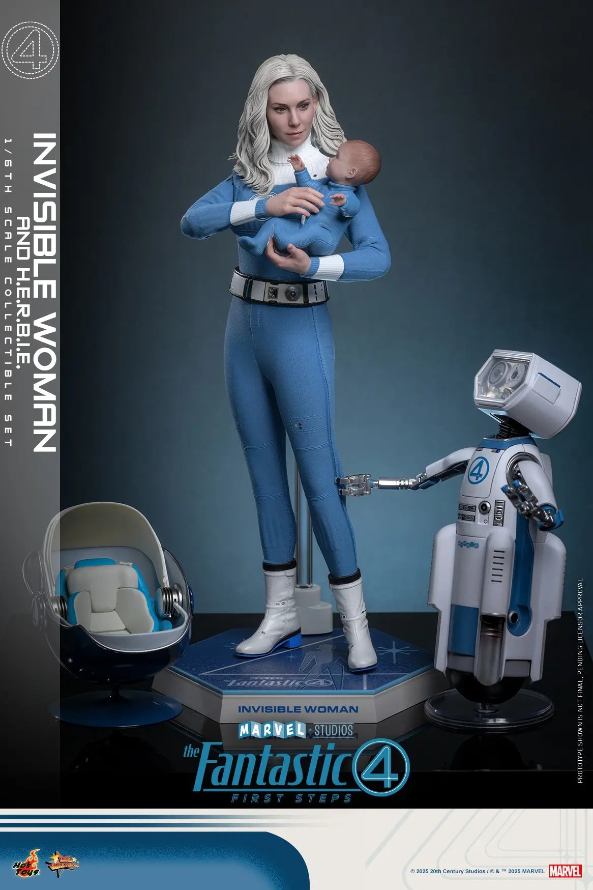 Hottoys - The Fantastic Four: First Steps Invisible Woman and H.E.R.B.I.E. 1/6th scale Collectible Figure Set MMS823 MMS824 (Licensed)