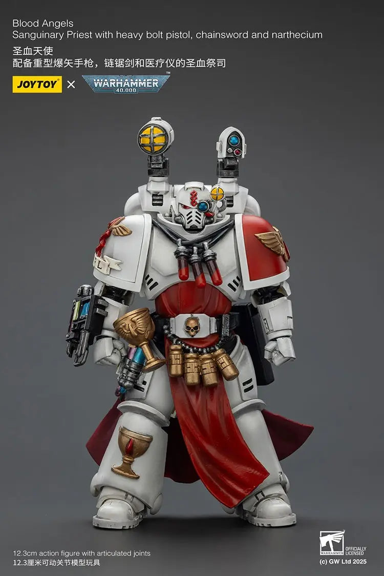JOYTOY - Blood Angels Sanguinary Priest with heavy bolt pistol, chainsword and narthecium (Licensed)