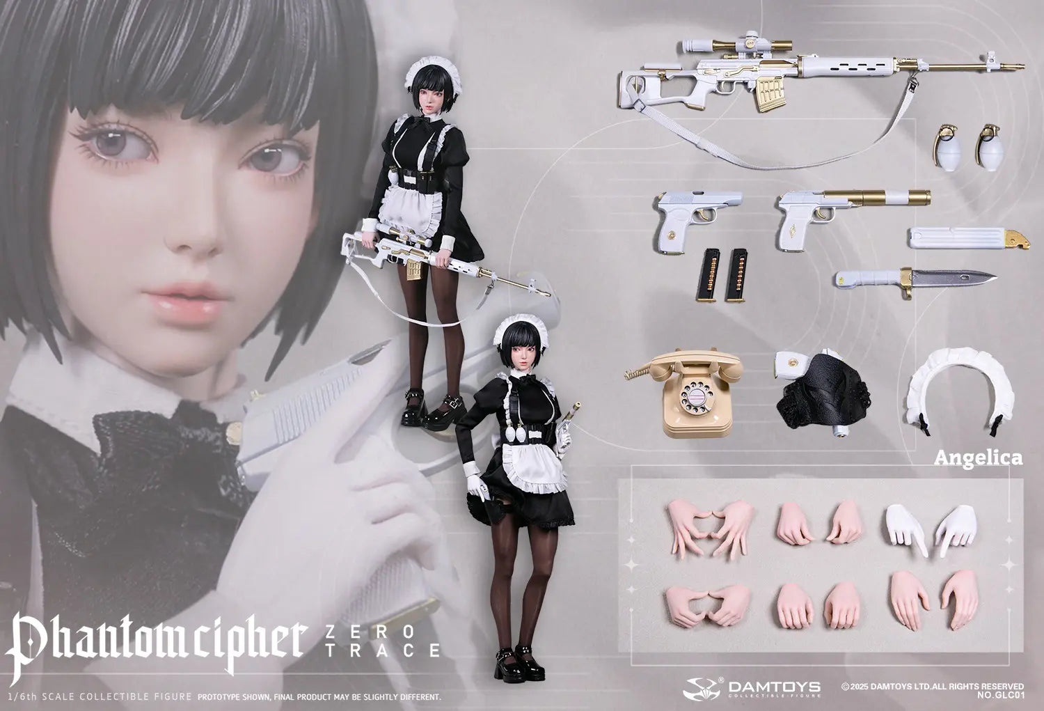 DAMTOYS - 1/6th scale PHANTOM CIPHER: ZERO TRACE ANGELICA Original Story Collectible Figure GLC01 (Licensed)