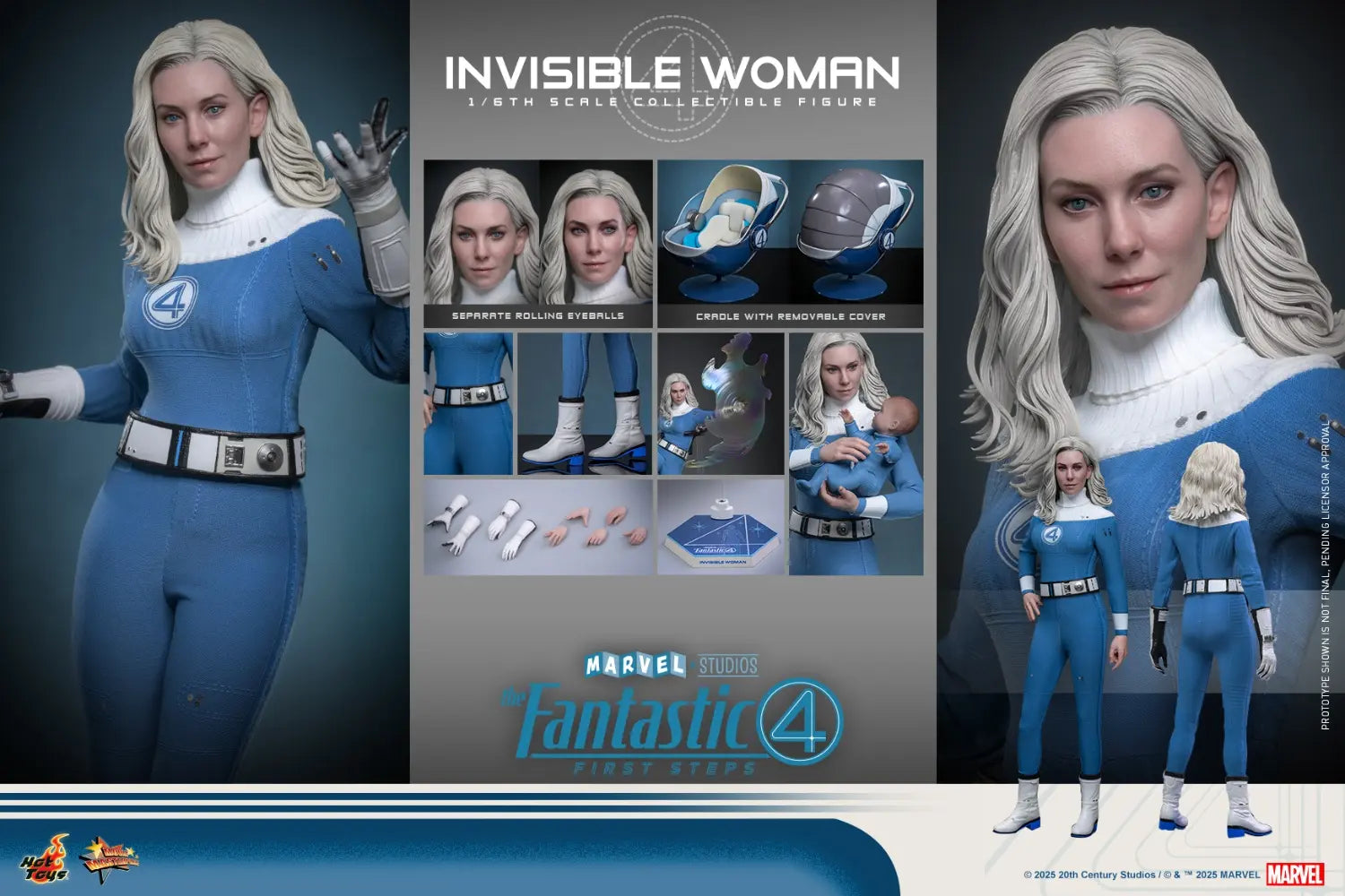 Hottoys - The Fantastic Four: First Steps Invisible Woman and H.E.R.B.I.E. 1/6th scale Collectible Figure Set MMS823 MMS824 (Licensed)