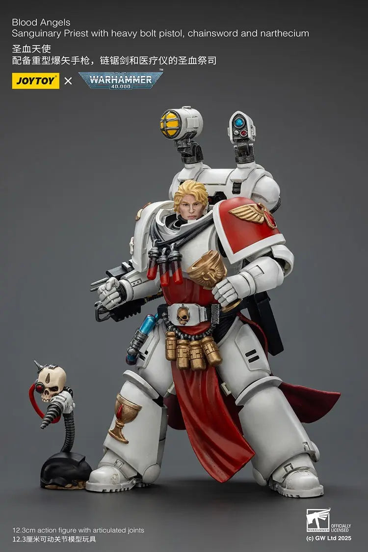 JOYTOY - Blood Angels Sanguinary Priest with heavy bolt pistol, chainsword and narthecium (Licensed)