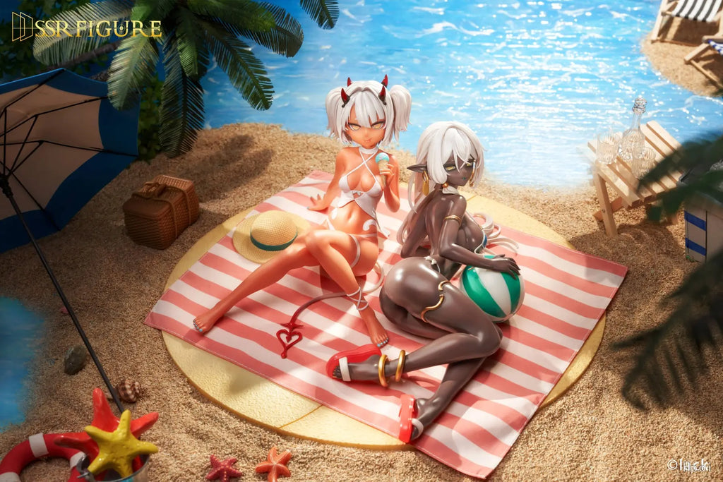 SSR FIGURE - Original SSR Figure Caffeine-chan & Dark Elf Dancer Summer Ver. (Licensed)
