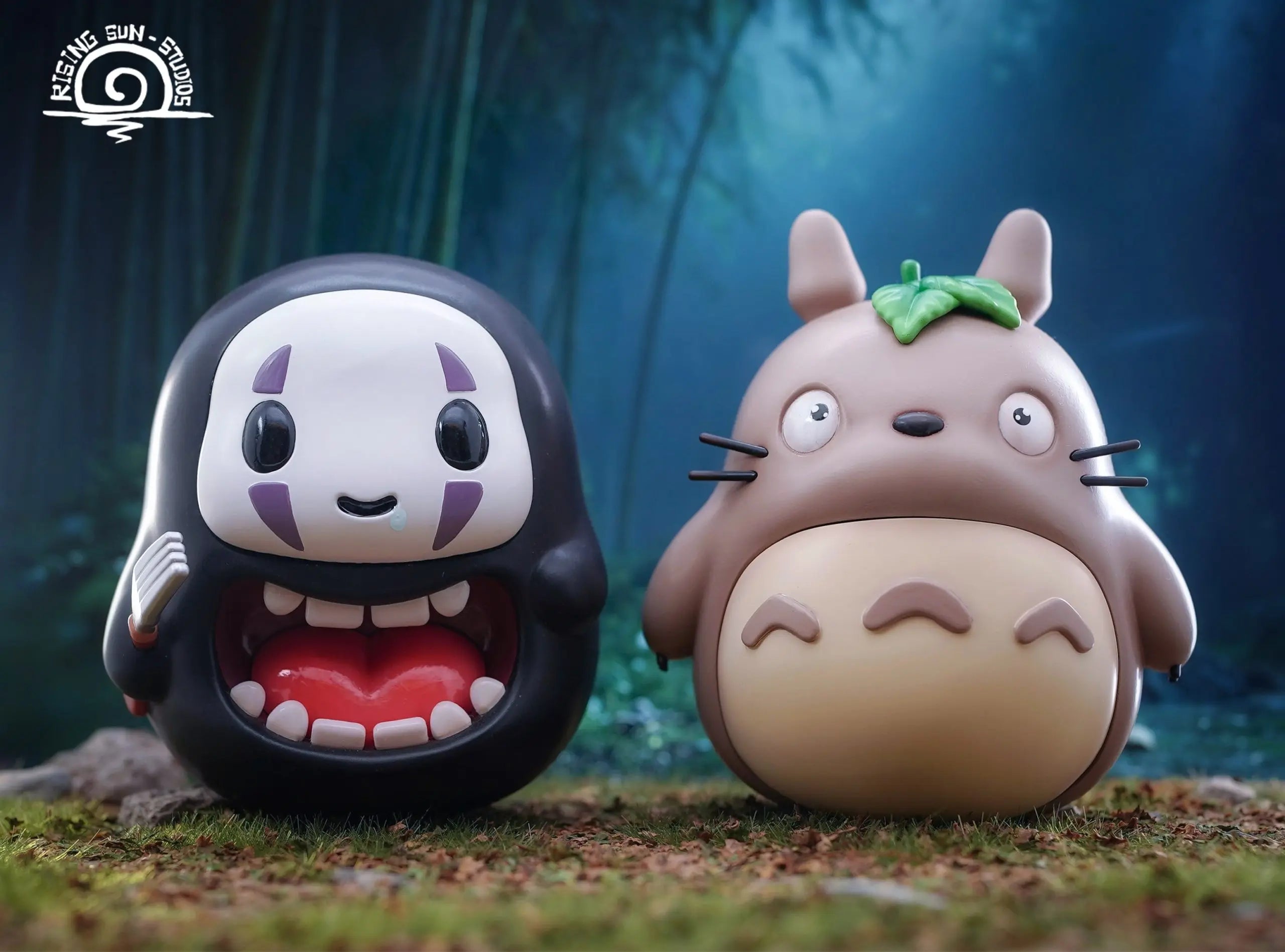 Rising Sun Studio - Spirited Away & My Neighbor Totoro Hayao Miyazaki Daruma Series #1 No Face man & Totoro