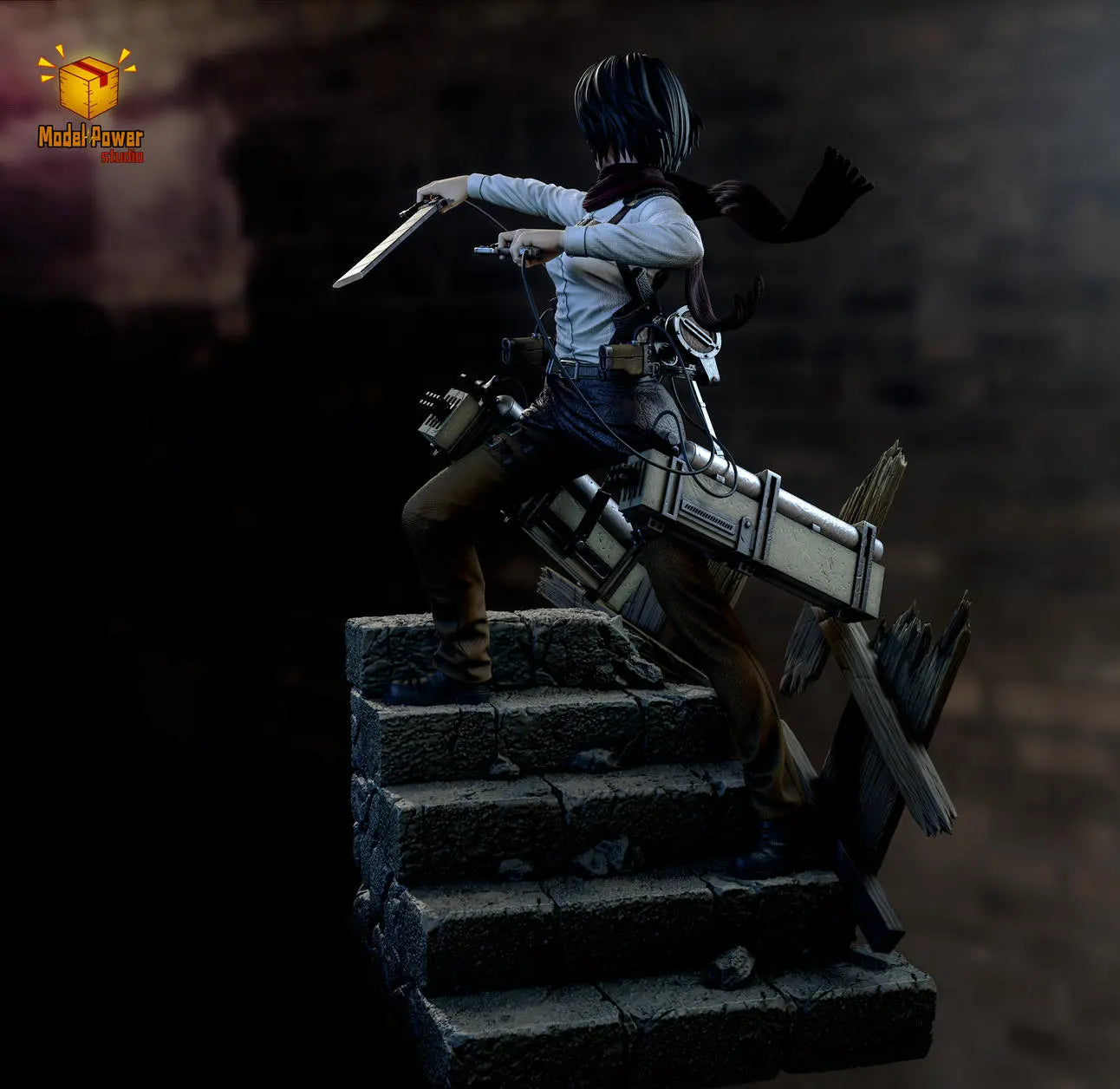 Model Power Studio - Attack On Titan The Basement Trio Mikasa & Armin & Eren