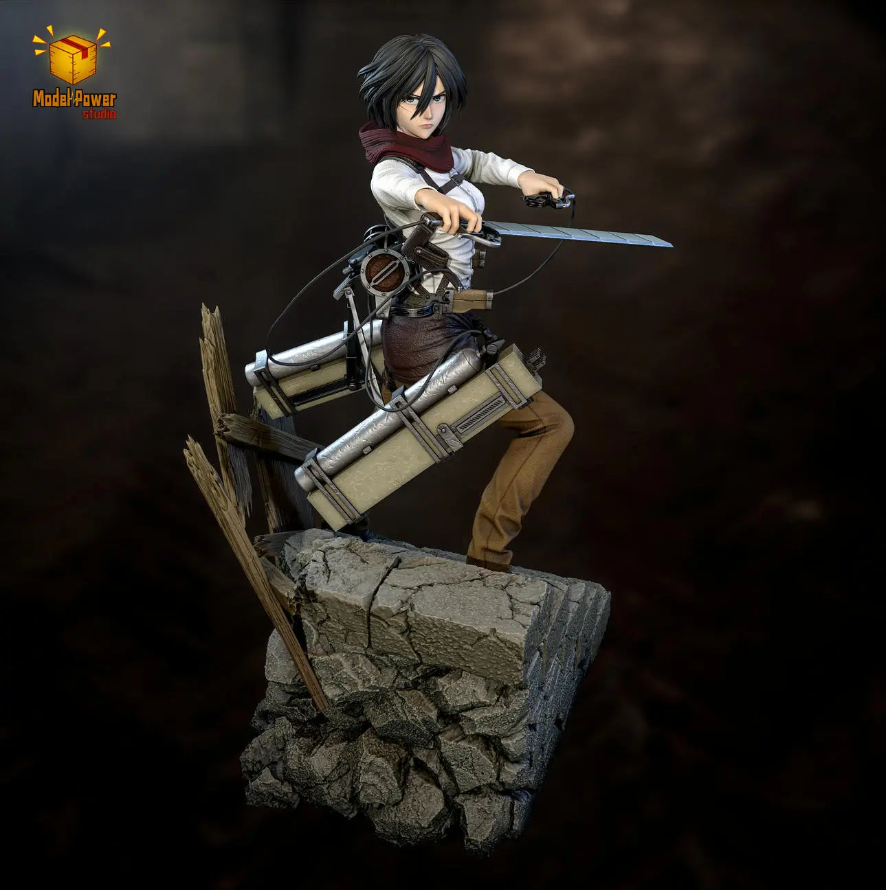 Model Power Studio - Attack On Titan The Basement Trio Mikasa & Armin & Eren