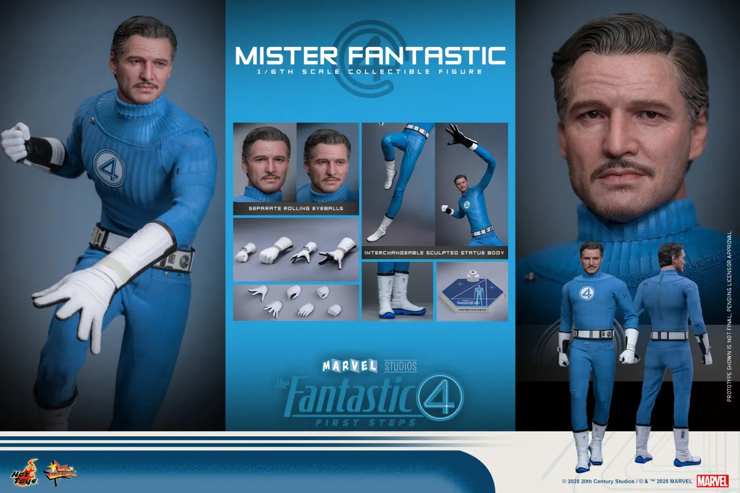 Hottoys - The Fantastic Four: First Steps Mister Fantastic and H.E.R.B.I.E. 1/6th scale Collectible Figure Set MMS821 MMS822 (Licensed)