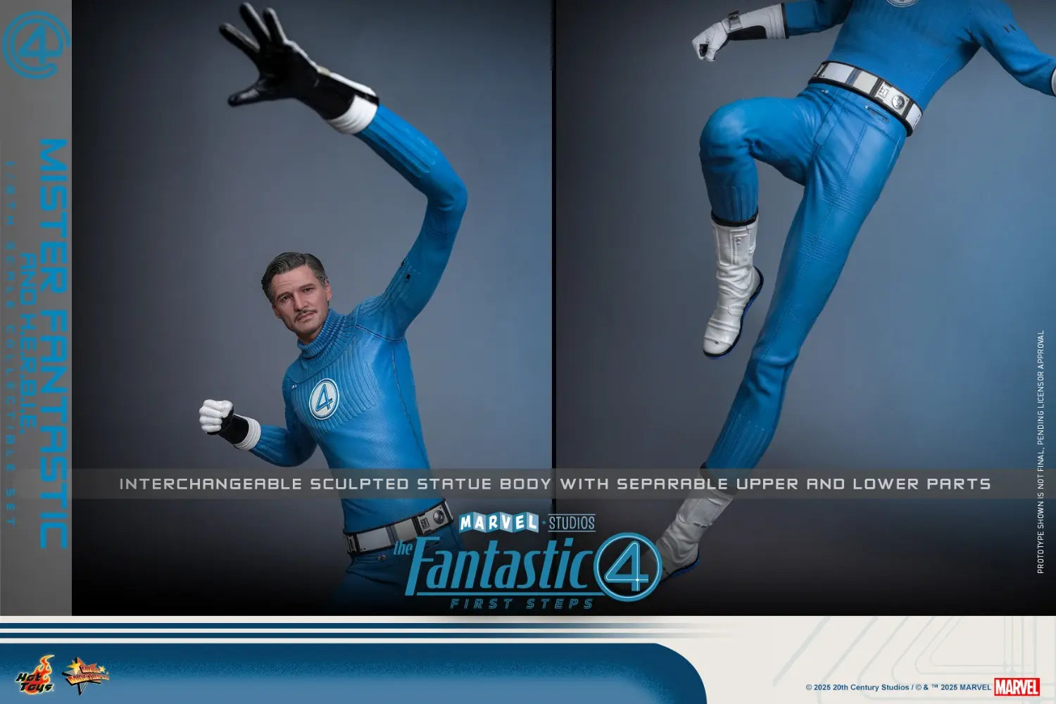 Hottoys - The Fantastic Four: First Steps Mister Fantastic and H.E.R.B.I.E. 1/6th scale Collectible Figure Set MMS821 MMS822 (Licensed)