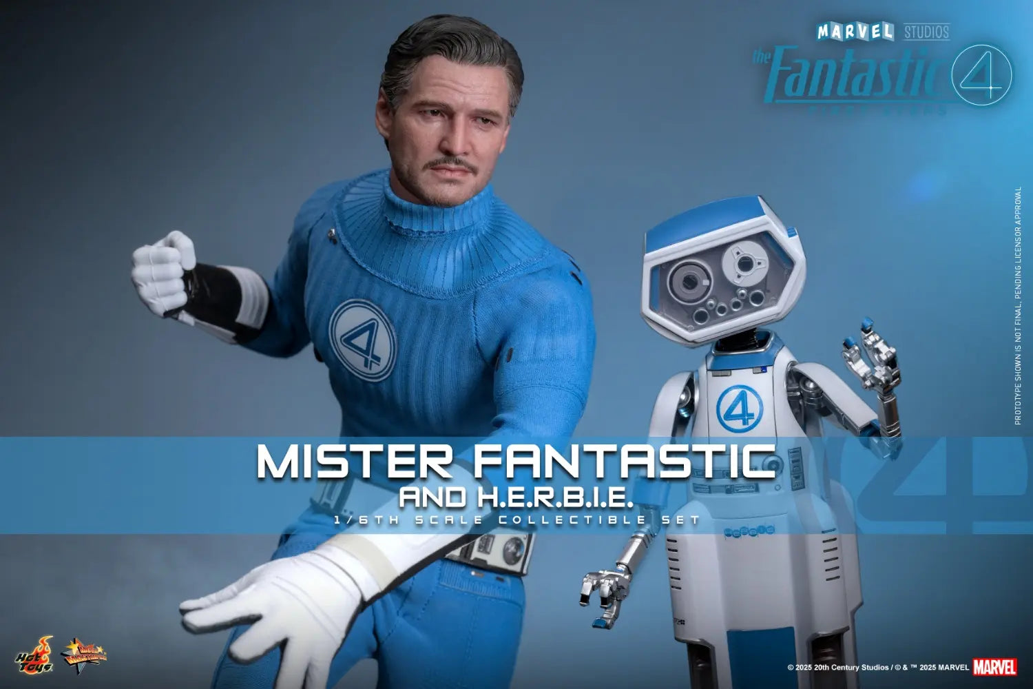 Hottoys - The Fantastic Four: First Steps Mister Fantastic and H.E.R.B.I.E. 1/6th scale Collectible Figure Set MMS821 MMS822 (Licensed)