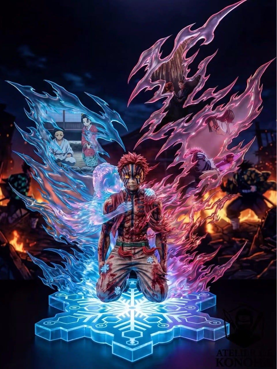 ATELIER DE KONOHA Studio - Light Sculpture Series Akaza X Koyuki Demon Slayer