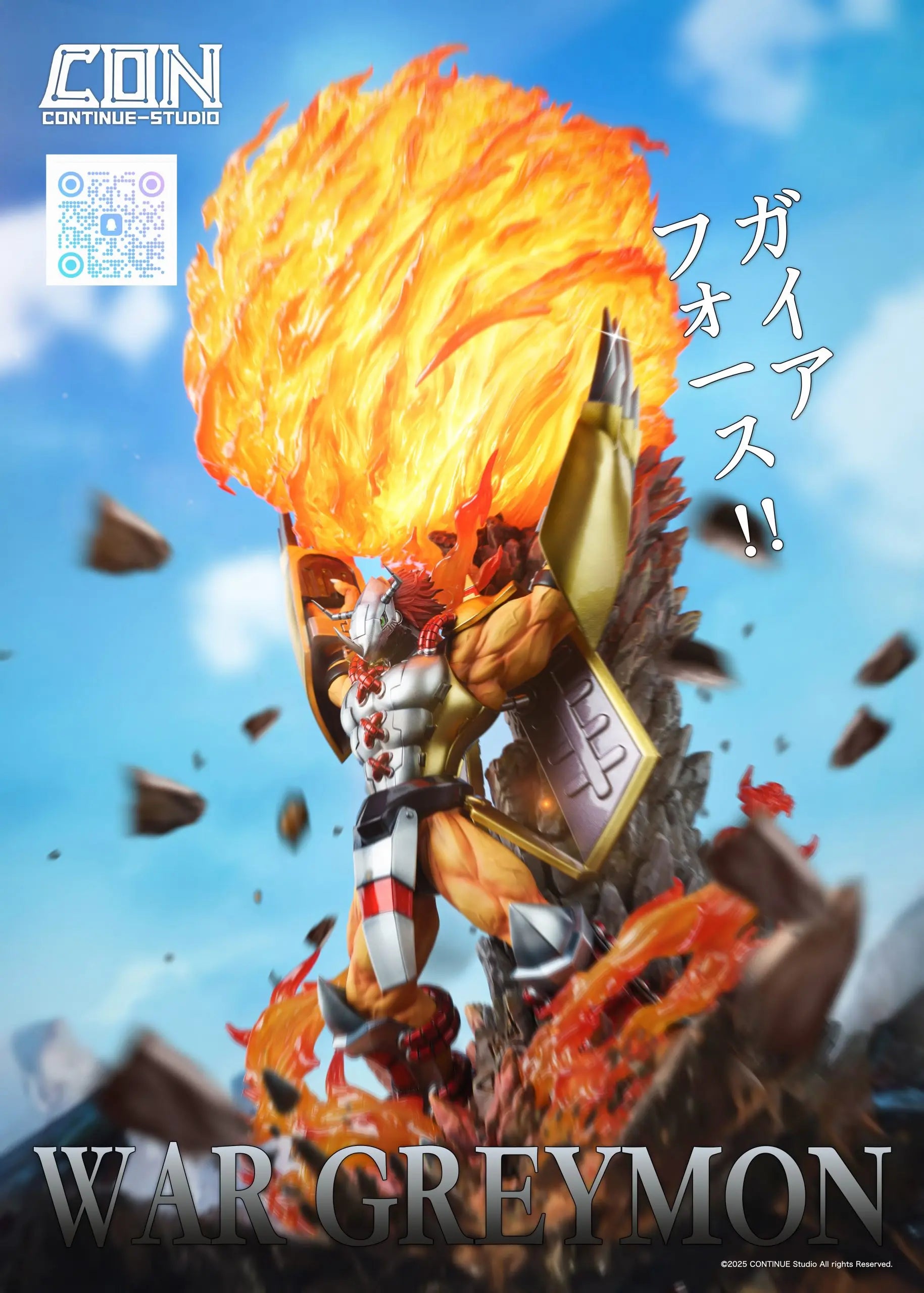 CONTINUE Studio - Digimon Light Sculpture Scene Series #1 War Greymon Gaia Energy Cannon