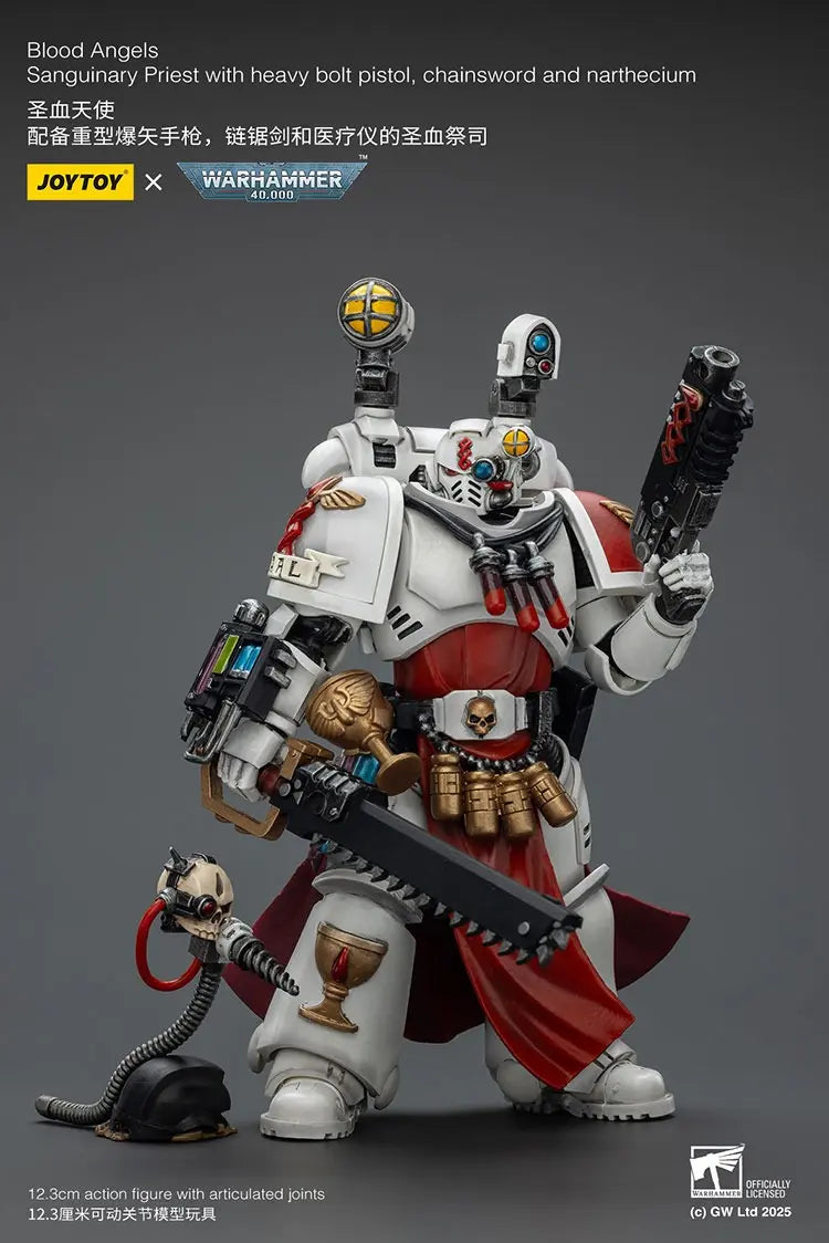 JOYTOY - Blood Angels Sanguinary Priest with heavy bolt pistol, chainsword and narthecium (Licensed)