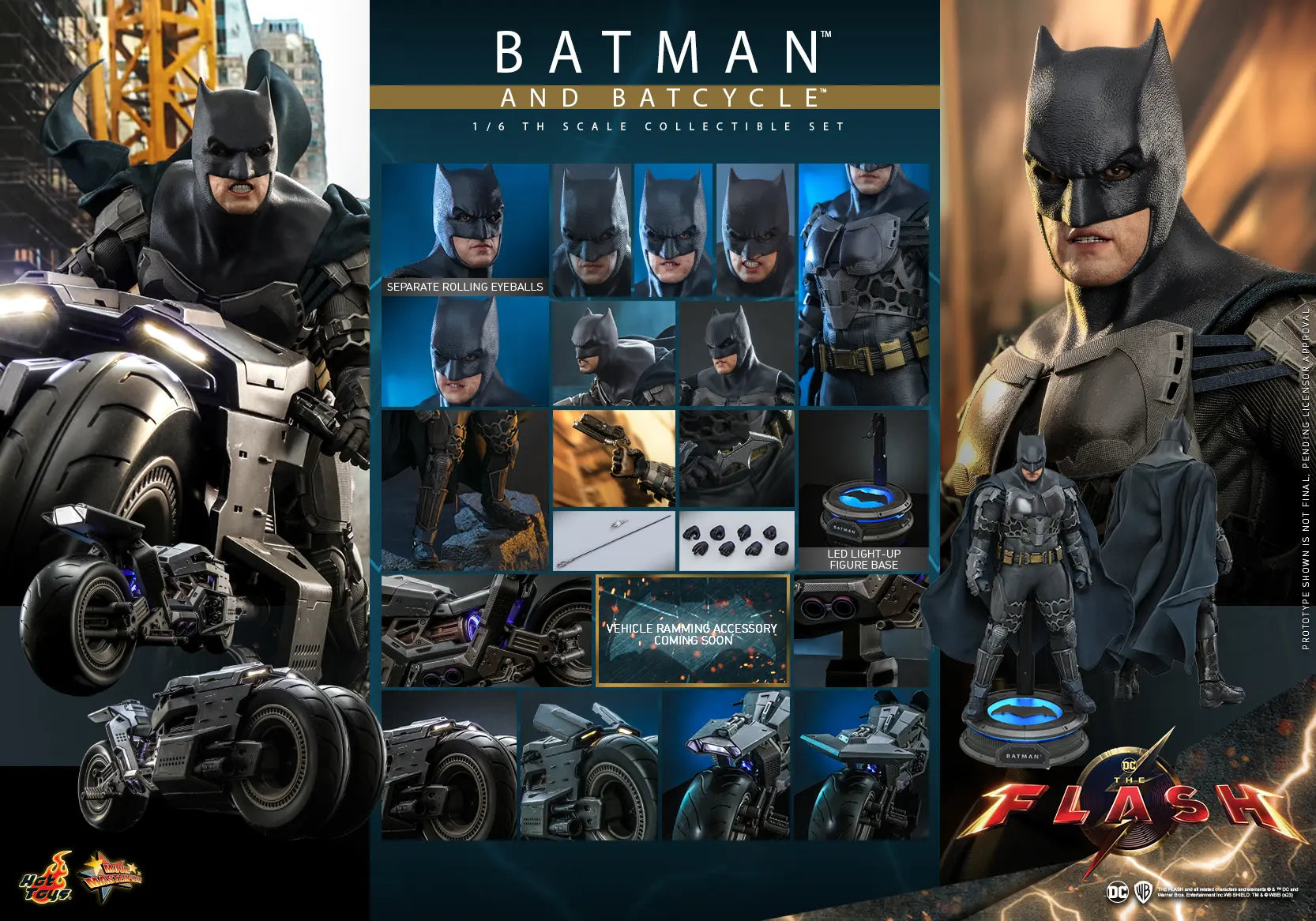 Hottoys - The Flash - Batman and Batcycle - 1/6th Scale MMS703 MMS704 MMS705 (Licensed)