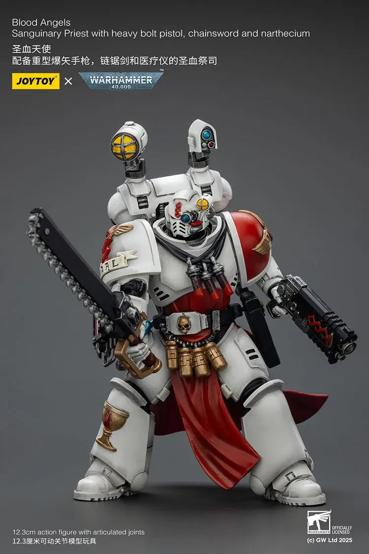 JOYTOY - Blood Angels Sanguinary Priest with heavy bolt pistol, chainsword and narthecium (Licensed)