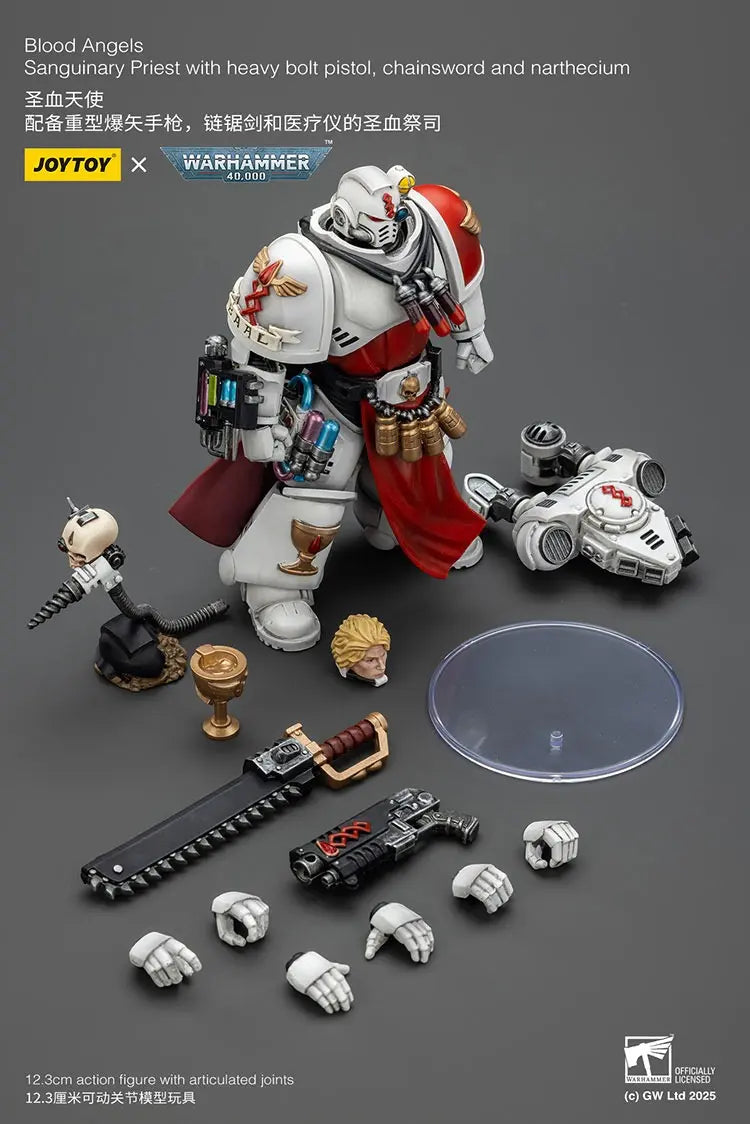 JOYTOY - Blood Angels Sanguinary Priest with heavy bolt pistol, chainsword and narthecium (Licensed)
