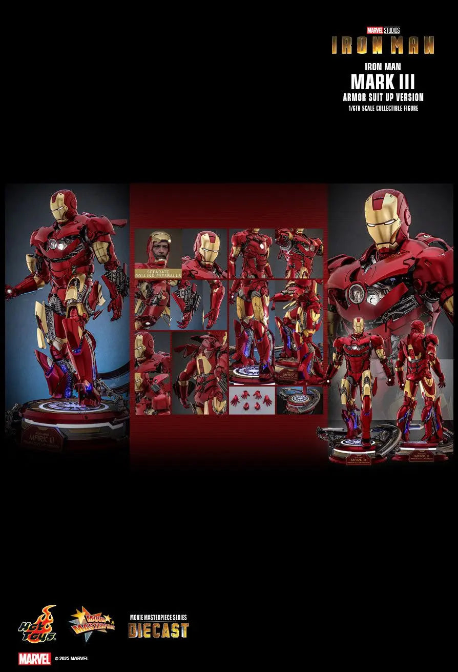 Hottoys - Iron Man Mark III (Armor Suit Up Version) 1/6th scale Collectible Figure MMS825D72 (Licensed)